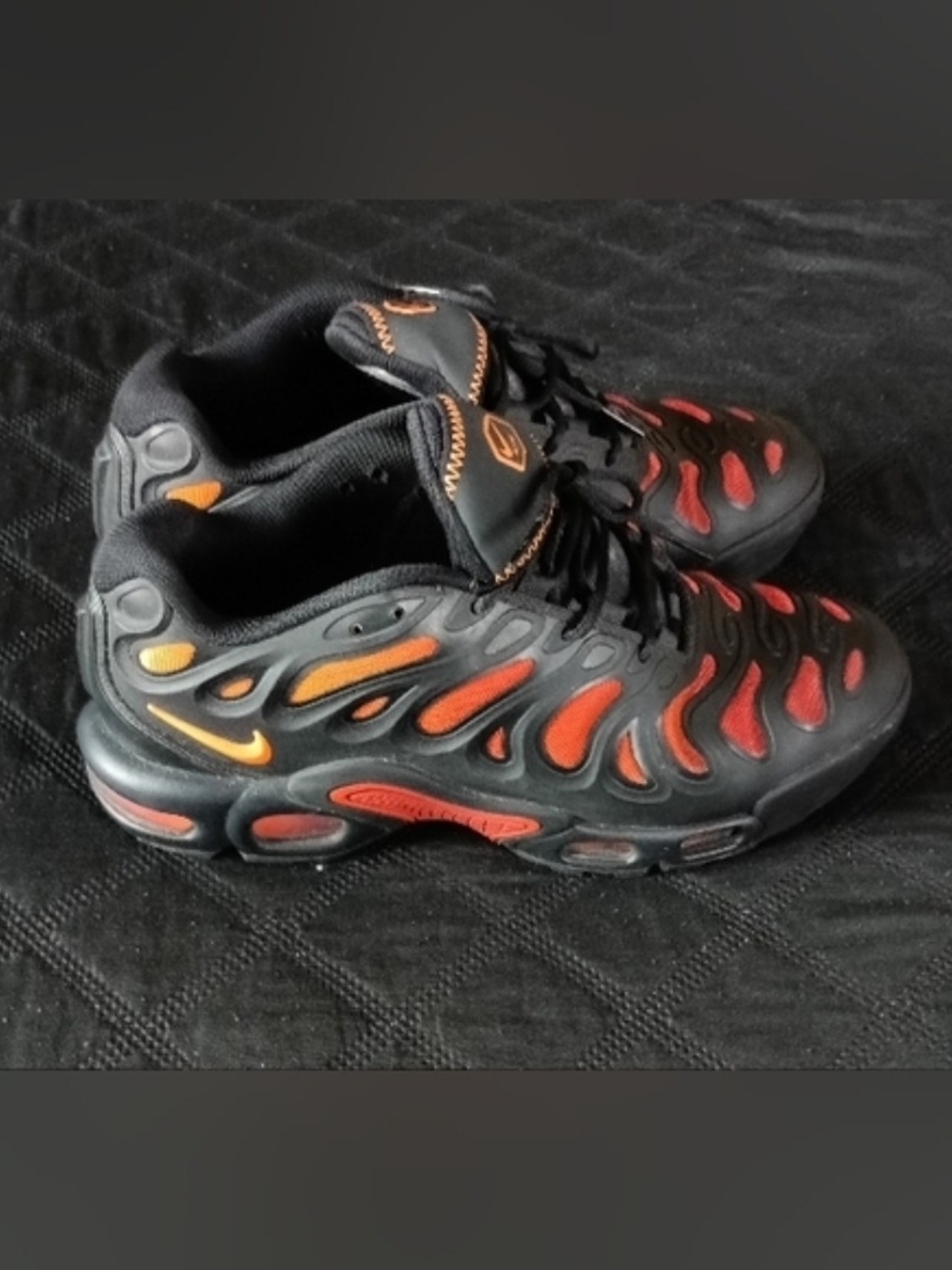 Nike Black Athletic Shoes with Black and Orange Flame Accents